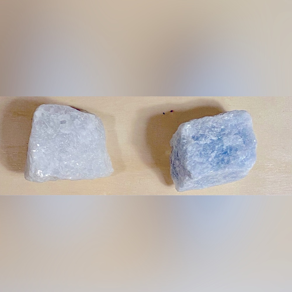 Set of 2 Raw Blue Calcite Crystals
